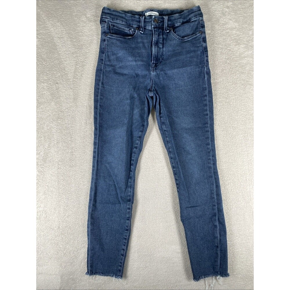 Good American Women’s Good Waist Frayed Skinny Jeans Size 10/30